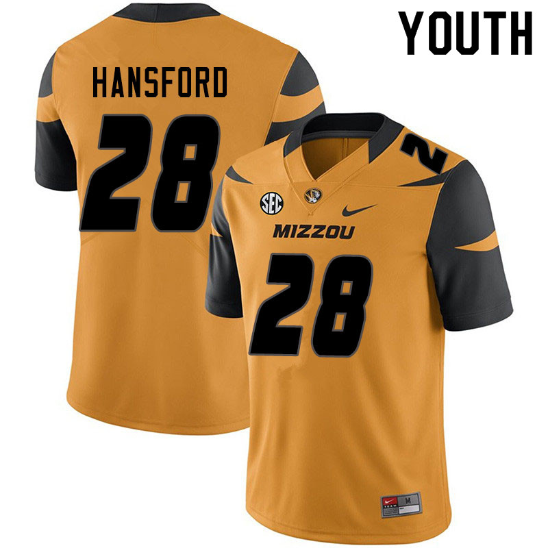 Youth #28 Jatorian Hansford Missouri Tigers College Football Jerseys Sale-Yellow - Click Image to Close